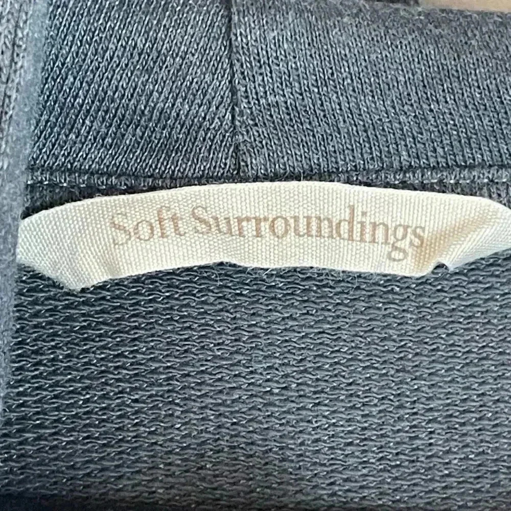 Soft Surroundings Small Gray Soho Hoodie Sweater Patch Pocket Slit Drawstring Sm - Picture 3 of 9